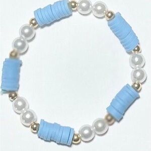 Blue and White Beaded Bracelet